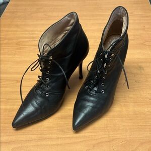 J. Crew Black Heeled Lace-Up heels